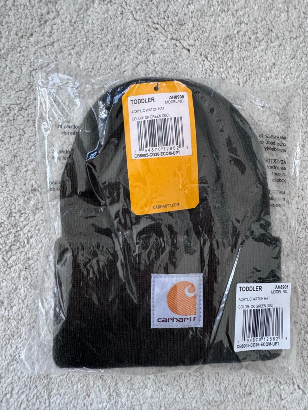 Carhartt Toddler Beanie Hat - Dark Green